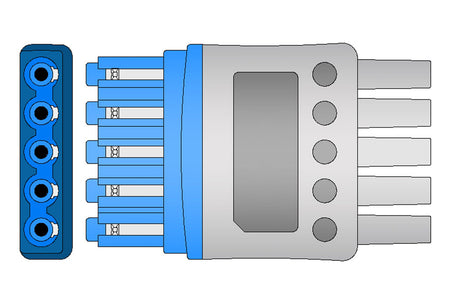 Philips ecg leadwire m1644a 5 lead intellivue snap 0 9m aha reusable